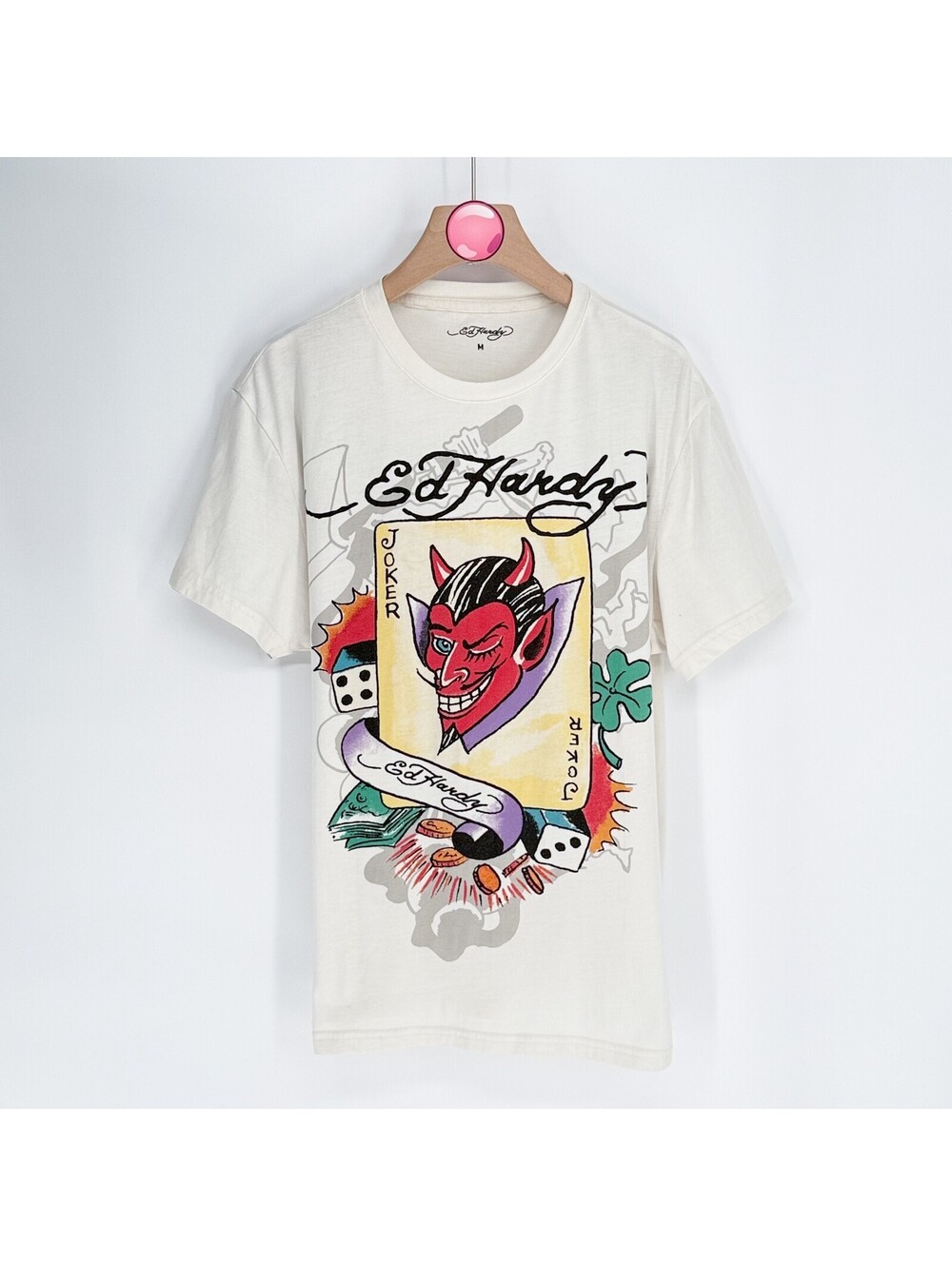 Ed Hardy Joker Card Graphic T-Shirt Y2K Grunge Tattoo Streetwear Men’s Medium